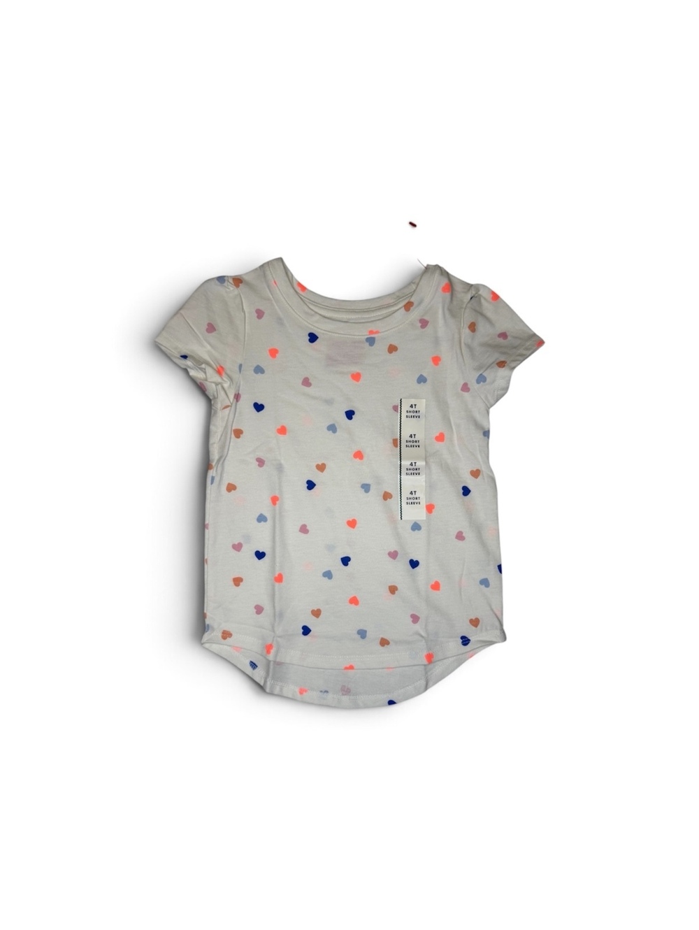 NWT Cat & Jack Toddler Girls’ Short Sleeve cream with multi colored hearts